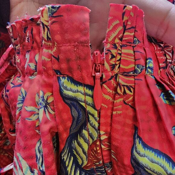 Ulla Johnson Mini Skirt Juno Tiered Pleated Poplin In Hibiscus Size 0 Red Cotton - Picture 7 of 9